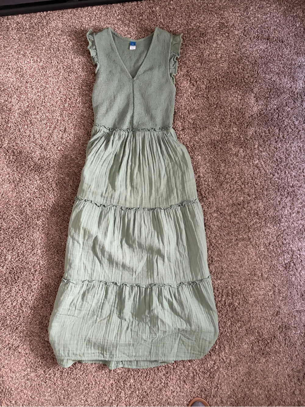 Old Navy Sage Green Tiered V-Neck Maxi Dress